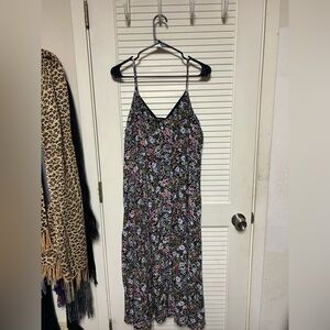 Lucky Brand Floral Midi Dress - Pink, Purple, Black